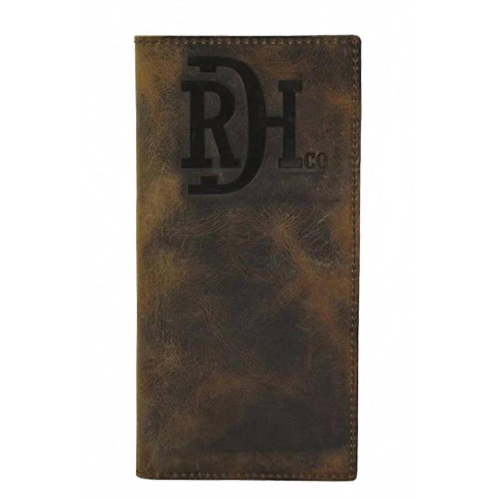 NEW RED DIRT HAT COMPANY men's genuine leather branded rodeo wallet in brown oil